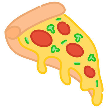 Slice of Pizza with Melting Cheese Vector Illustration