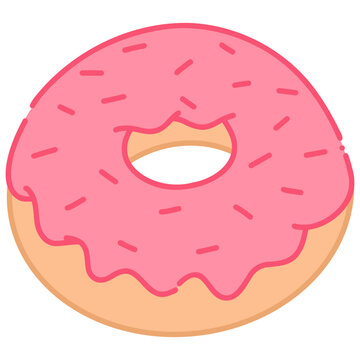 Pink Frosted Donut Illustration