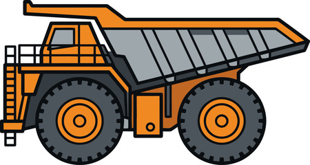 An orange mining dump truck with large wheels © MacKenzie
