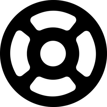 Single weight plate silhouette  for fitness icons, gym logos, and bodybuilding strength training designs.