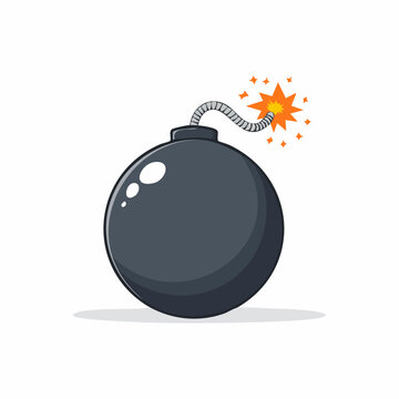 Cartoon Bomb with Burning Fuse