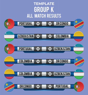 Group K Soccer Fixtures and Match Result Template for 2026 Championship