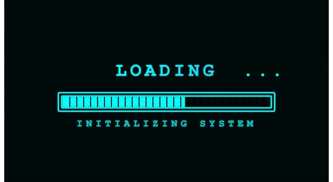 Loading initializing system digital progress bar animation