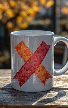 Colorful Awareness Ribbon Design on White Coffee Mug for Fundraising Campaigns