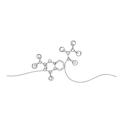 Fototapeta premium Continuous line drawing of a molecule or chemical structure, science concept.