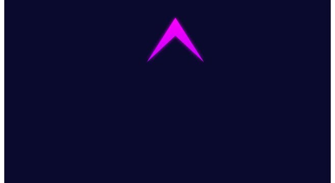 Neon purple arrow pointer pulsing on dark animation background, for ui