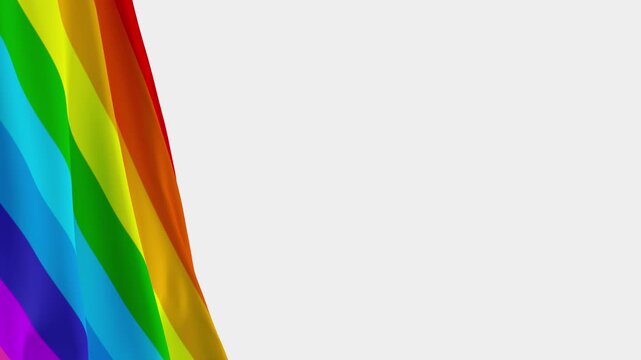 LGBT Pride Flag on Left Side, Waving Rainbow Symbol with Copy Space