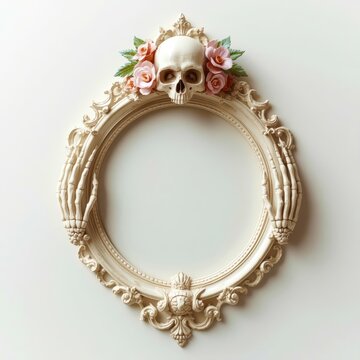vintage photo frame with scull