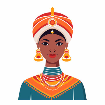 Illustration of a Woman in Traditional Indian Attire