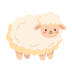 Naklejka premium Adorable kawaii curly wool sheep standing vector illustration