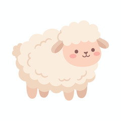 Naklejka premium Adorable kawaii pink lamb standing vector illustration