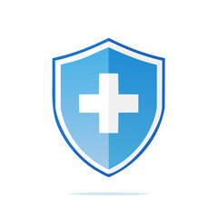 Fototapeta premium Blue Shield with White Medical Cross Icon