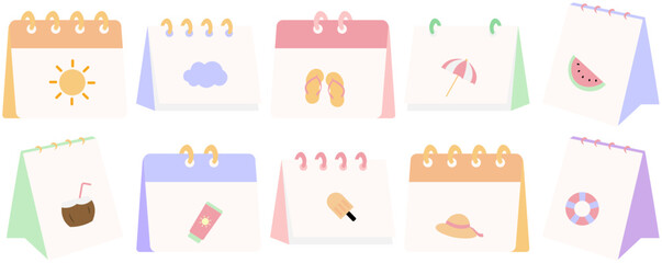 Obraz premium Summer Calendar Cute Sticker