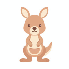 Obraz premium Adorable cartoon kangaroo character standing with a cheerful expression, ideal for children's books, educational content, or playful design projects