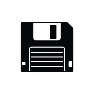 Floppy disk silhouette black and white isolated icon