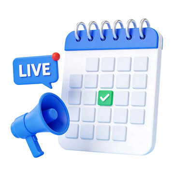 3D calendar reminder icon with megaphone notification alert