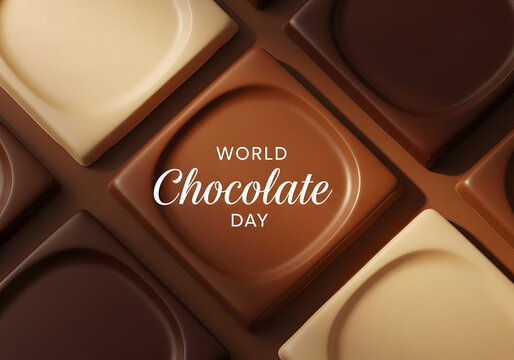 World Chocolate Day celebration with chocolate bars and cocoa powder