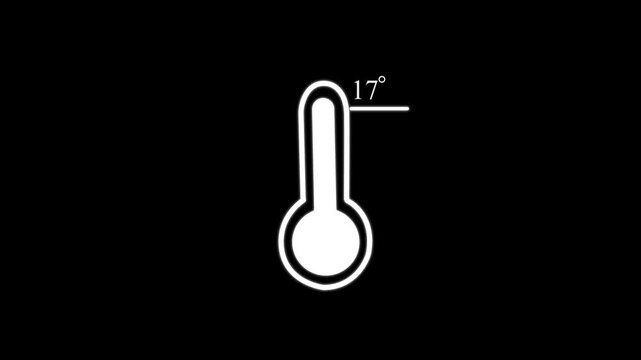 Minimalist thermometer animation showing 17 degrees celsius temperature measurement weather