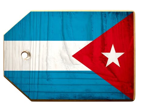 Cuban flag on wooden background symbol.