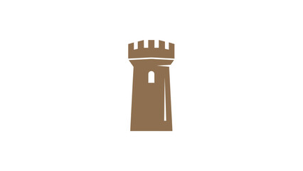 Minimalist Brown Chess Rook Tower Icon © Rizquna_art