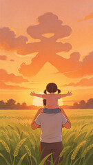 Fototapeta premium Father's Day design illustration elements