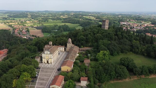 Aerial view of the historic Rocca di Solferino known as the Spy of Italy in Mantua