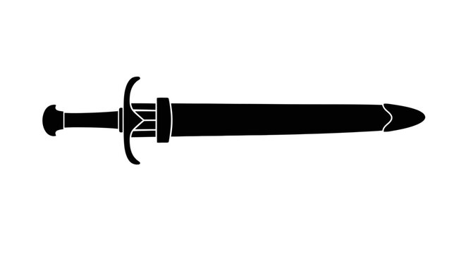 Black sword with metal hilt.