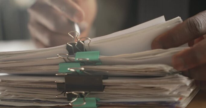 Working on documents and files in the office