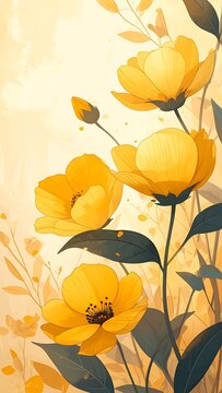 Vibrant Yellow Flowers in Blooming Garden.