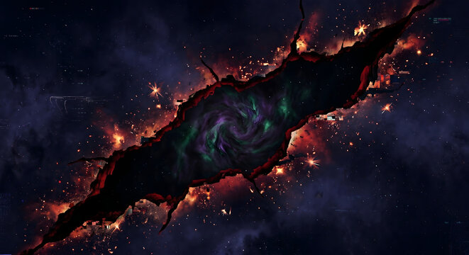 Abstract Dark Cosmic Portal with Vibrant Nebula Swirl