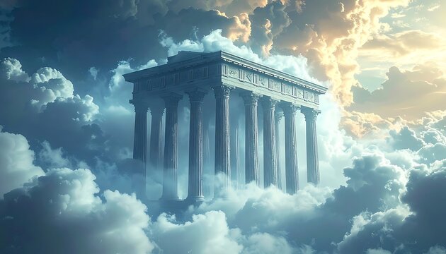 Fantasy Ancient Temple in Clouds.