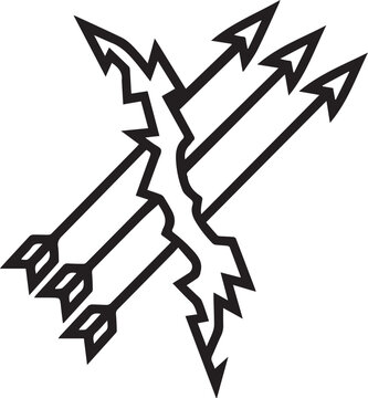 Dynamic Storm Bow Vector Icon with Arrows Showcasing Lightning Energy Flow, Perfect for Weather Forecasting Apps, Climate Science Visuals, Energy Transfer Diagrams, Storm Warning Systems