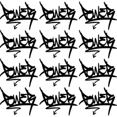 Graffiti Tagging Power Text Seamless Pattern in Street Art Style © bhavana