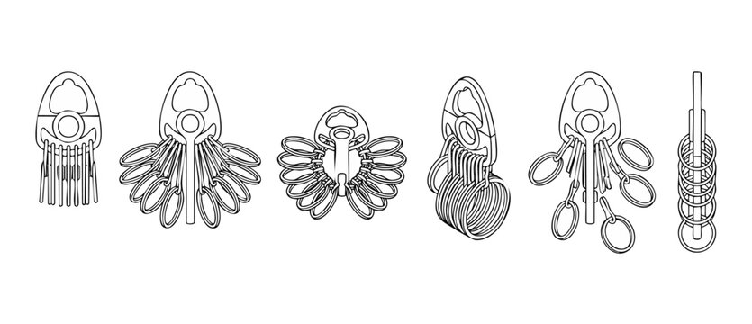 Ring Sizer Tool Set Isometric Outline for Jewelry Measurement and Accurate Finger Sizing Guide for Goldsmiths and Retailers, Professional Metal Jeweler Equipment Collection Vector Icon Illustration