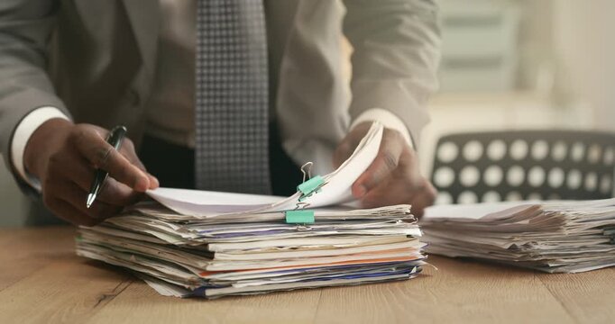 Working on documents and files in the office