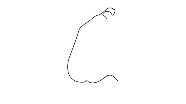 Animated self drawing of continuous line draw of Woman on the beach resting, enjoying summer time.     Full length one line animation. 4K	
