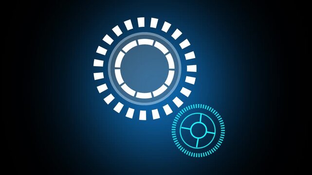Digital interface elements with glowing circles. Technology interface symbol for system display. Digital interface animation for tech.