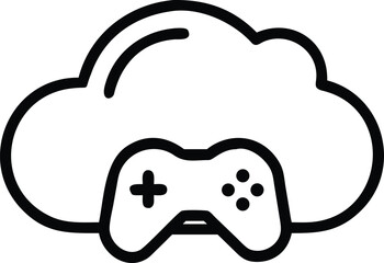 Cloud Gaming Icon with Game Controller Outline video game gamepad © TUTUL