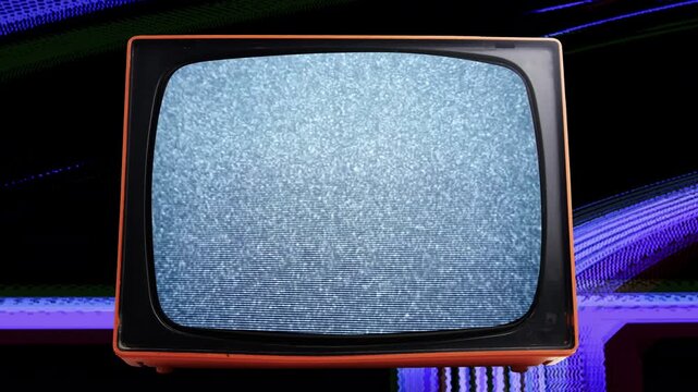 changing retro televisions with glitch on screen
