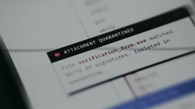 Email attachment exe file flagged as a potential threat and quarantined