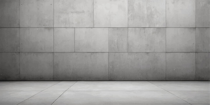 Empty indoor room with a dark grunge gray cement wall and textured stone floor architecture backdrop