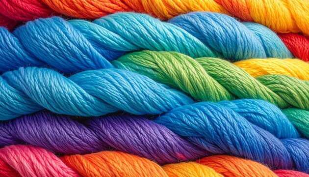 Skein of chunky rainbow pride lgbtq gradient knitting yarn, studio light. center frame, soft lighting, close up ,pure white background. high resolution, hyper-realistic
