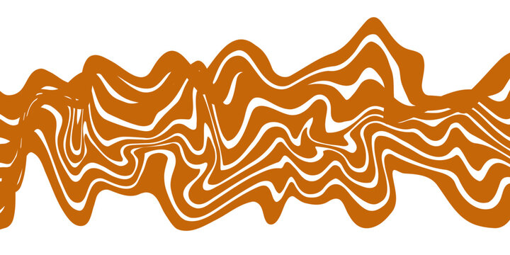 Swirl Caramel Pattern. Vector Background with Abstract Peanut Butter Texture. Chocolate Milk Sauce Border. Wave Melt Toffee Pattern. Drip Liquid Salted Caramel Bg.
