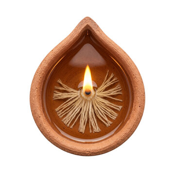 Traditional clay diya oil lamp for Diwali and Hindu worship