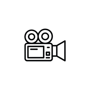video camera icon in black line art on white background