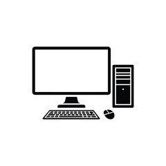 Fototapeta premium computer setup icon in black and white