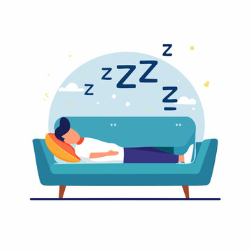 Person Sleeping on Couch with Zzz Symbols