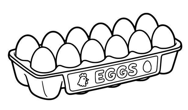 Egg carton coloring page vector illustration isolated on white background