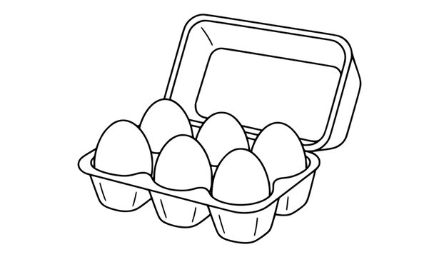 Minimal egg carton coloring page vector illustration isolated on white background