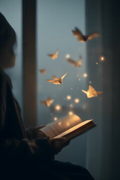 reading a book, magic book